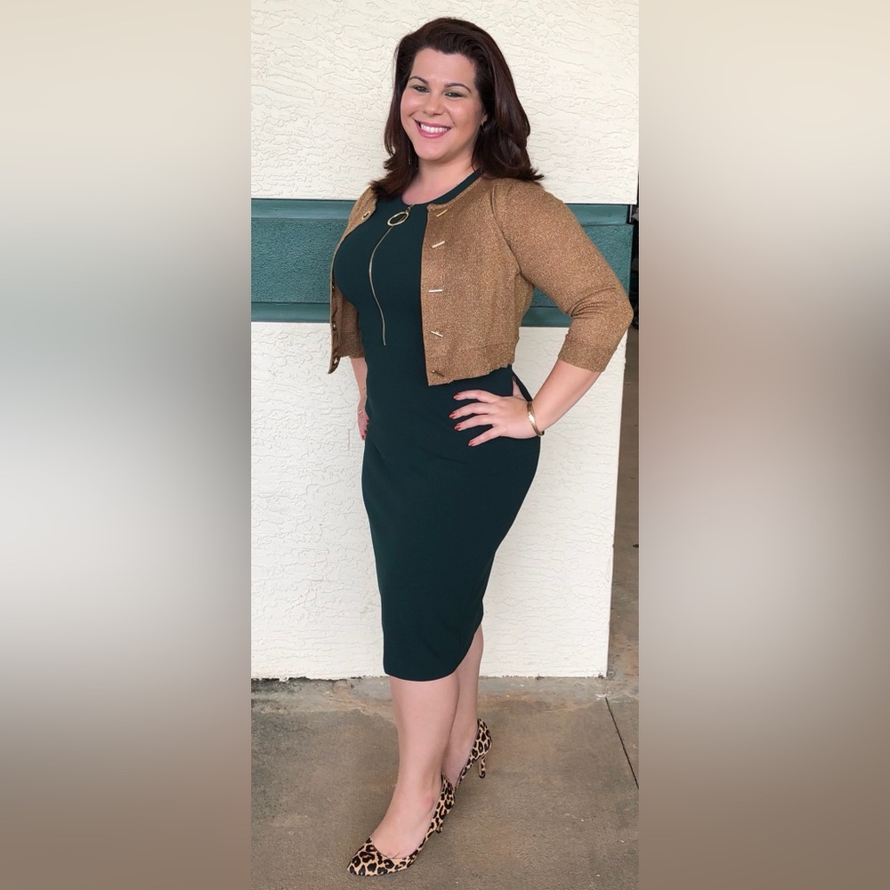 Calvin Klein Dark Green Dress 12 Business Interview Professional Office Classic